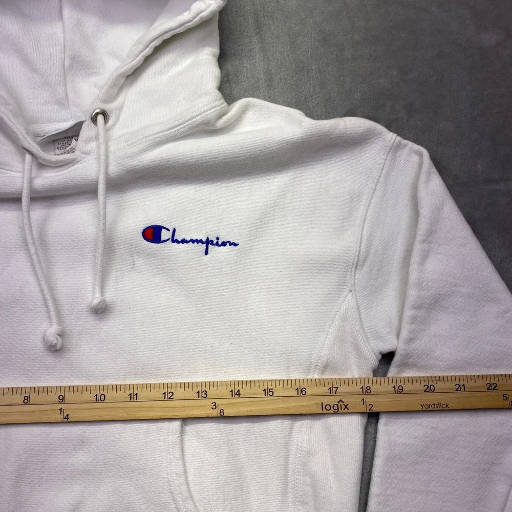 Champion Reverse Weave Hoodie Womens Extra Small XS Sweatshirt Pullover White‎